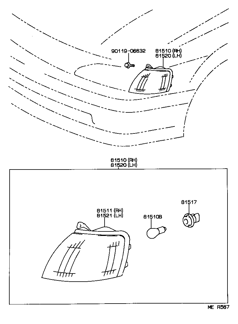 81520-16190 LAMP ASSY, FRONT TURN SIGNAL, LH product image