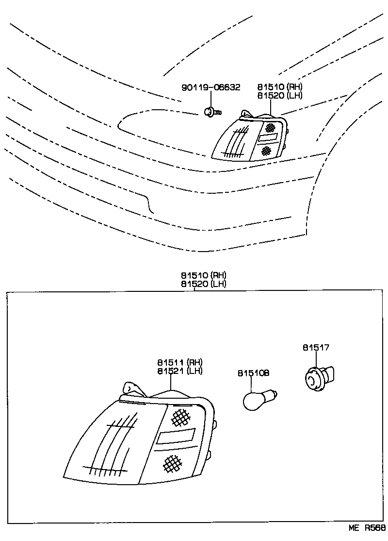 81520-16180 LAMP ASSY, FRONT TURN SIGNAL, LH product image