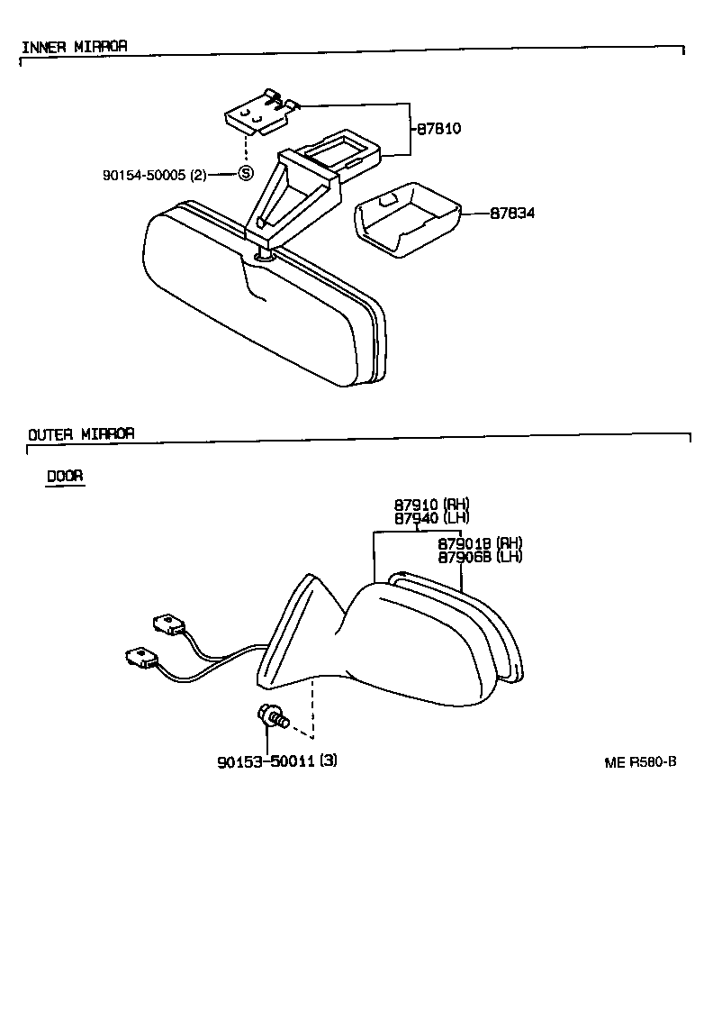 87931-16670 MIRROR SUB-ASSY, OUTER REAR VIEW, RH product image