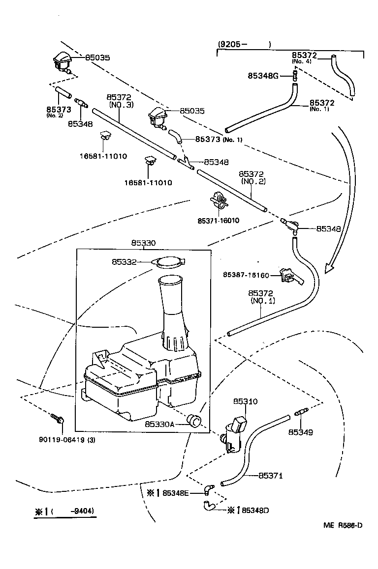Toyota 85381-16050 NOZZLE SUB-ASSY, WASHER