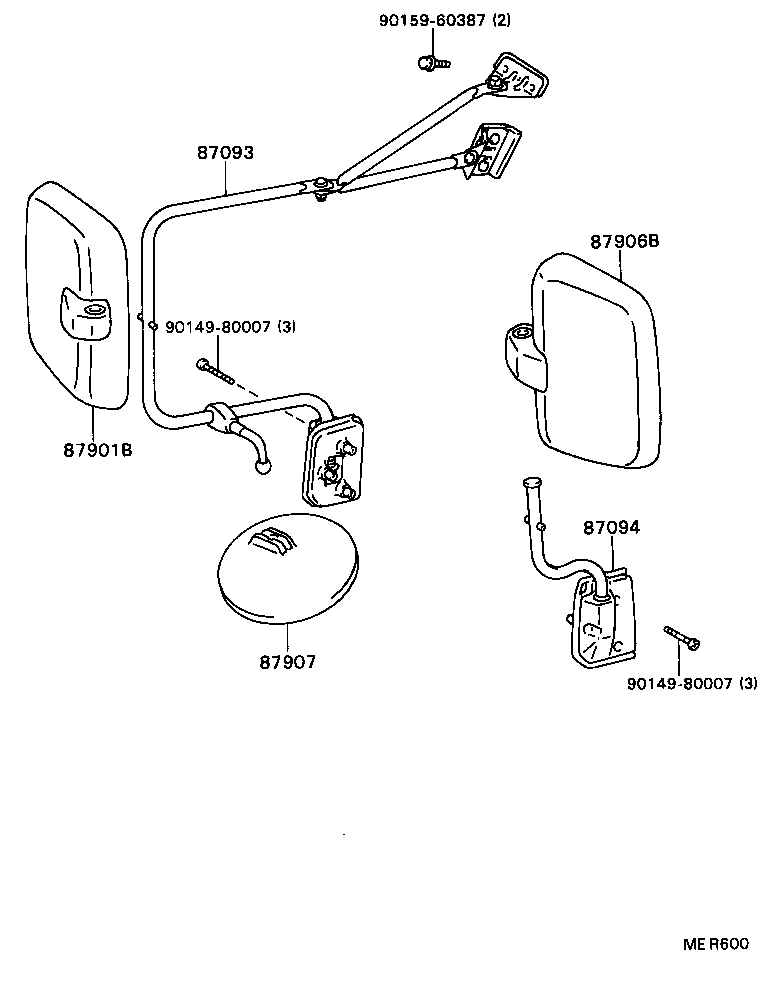 87901-37010 MIRROR SUB-ASSY, OUTER REAR VIEW, RH product image