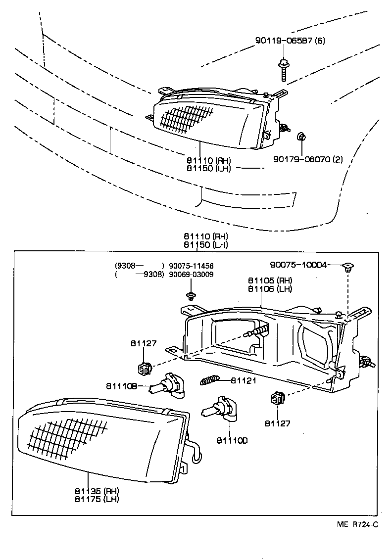 Toyota 81150-06010 HEADLAMP ASSY, LH