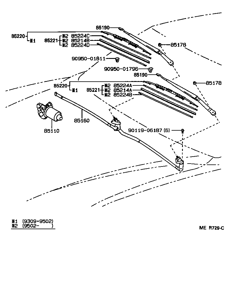 85212-06010 BLADE ASSY, WINDSHIELD WIPER product image