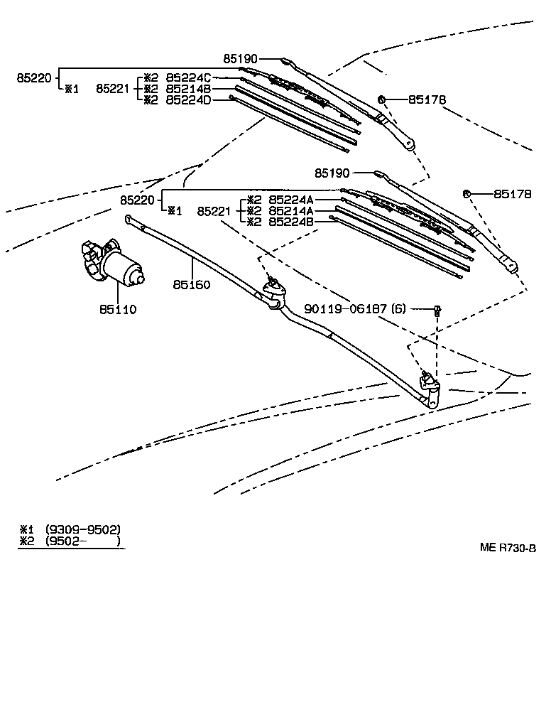 85110-33030 MOTOR ASSY, WINDSHIELD WIPER product image