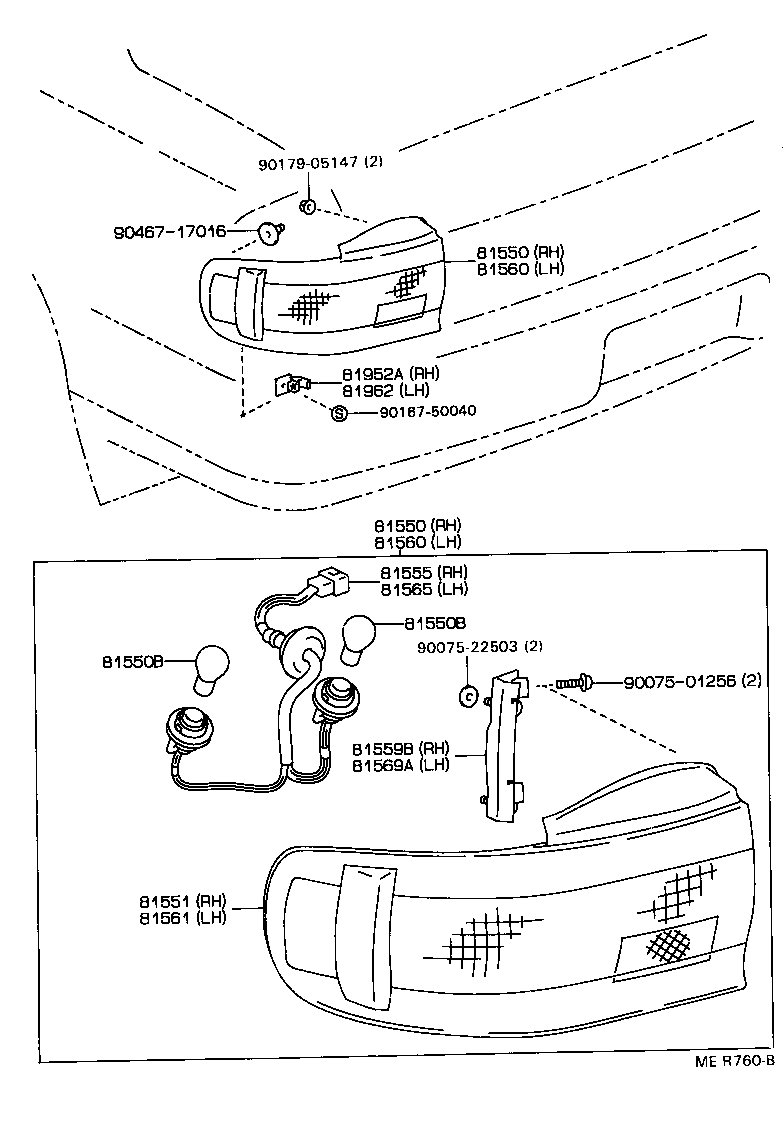 81550-33022 LAMP ASSY, REAR COMBINATION, RH product image