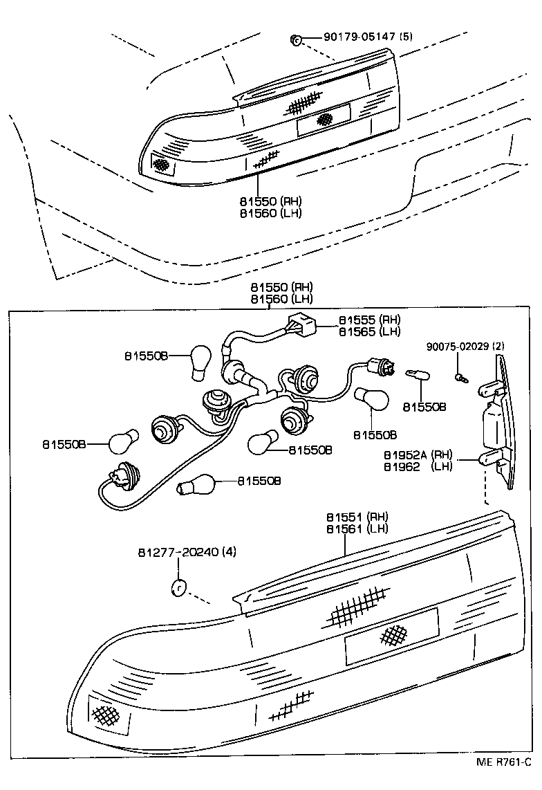 Toyota 81550-33100 LAMP ASSY, REAR COMBINATION, RH