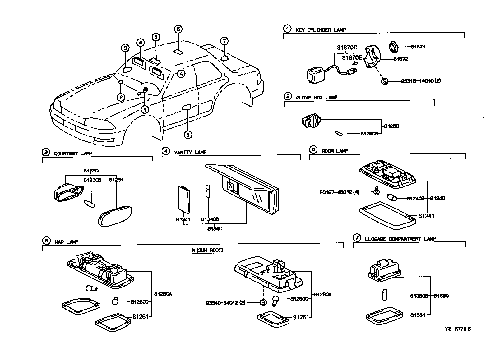 Toyota 81240-32031-A0 LAMP ASSY, ROOM, NO.1