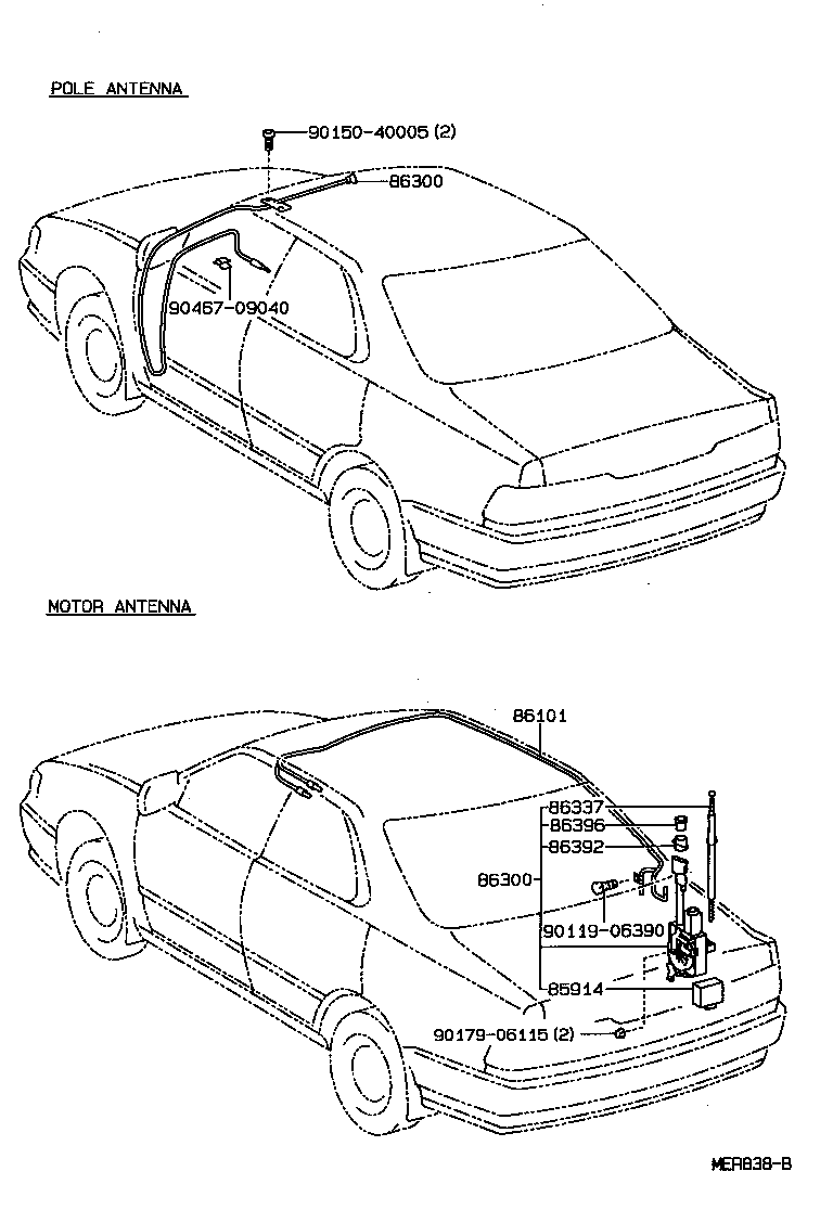 Toyota 86300-33030 ANTENNA ASSY, W/HOLDER