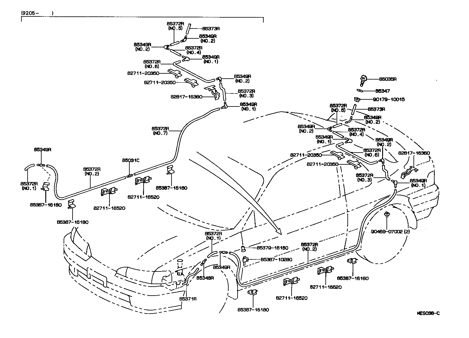90099-59080 HOSE, REAR WASHER (FROM JOINT TO JOINT OR NOZZLE) product image