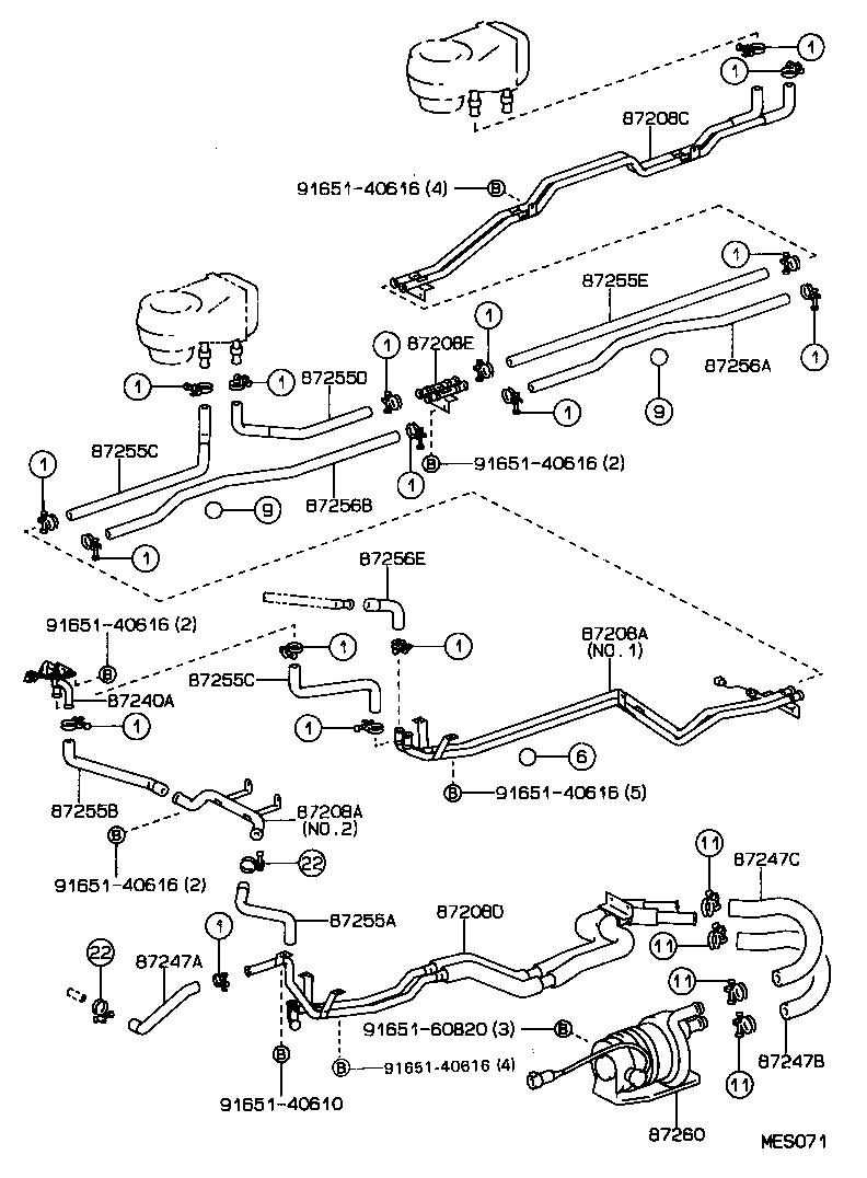 87245-90B07 HOSE, REAR HEATER WATER OUTLET, E (TO ENGINE) product image