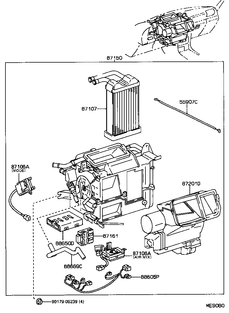 87103-20060 MOTOR SUB-ASSY, HEATER BLOWER, W/FAN product image