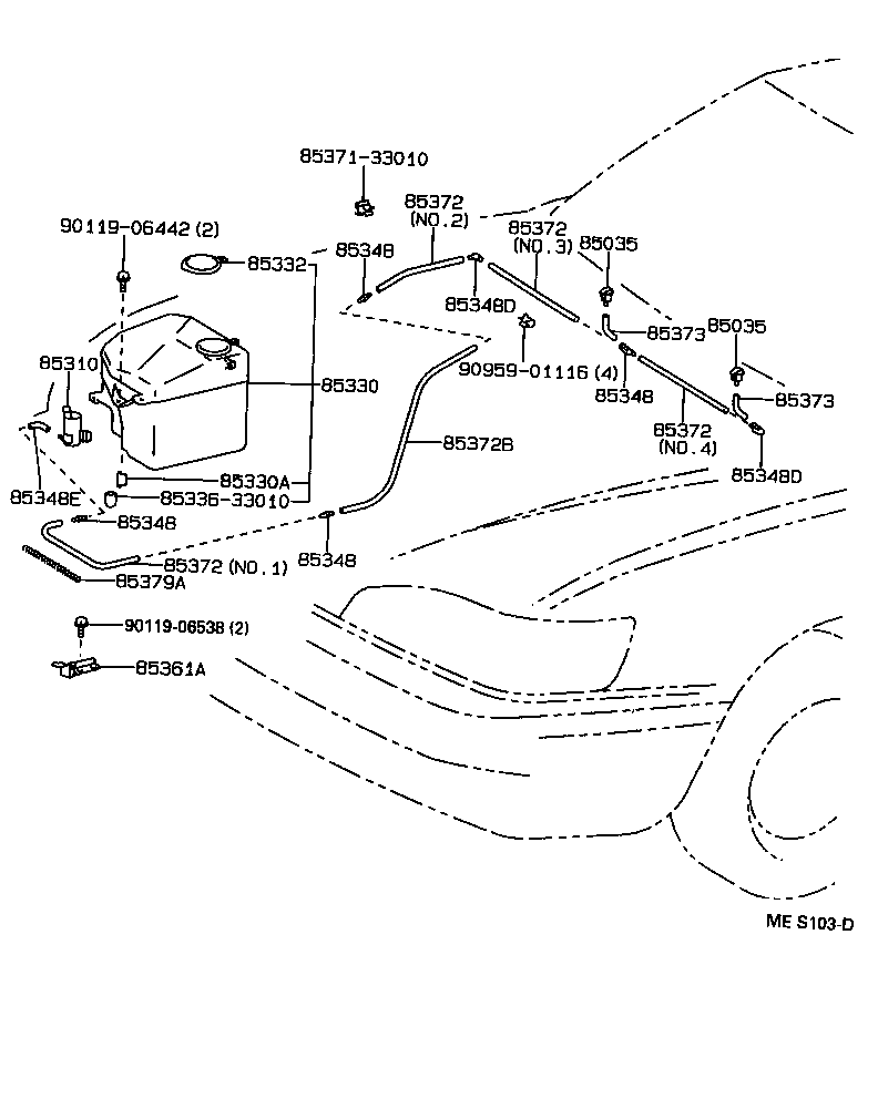 85385-33030 NOZZLE SUB-ASSY, WASHER product image
