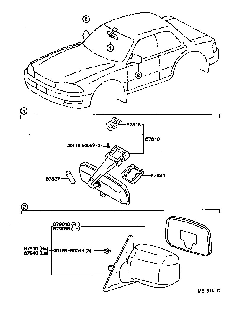 87961-33030 MIRROR SUB-ASSY, OUTER REAR VIEW, LH product image