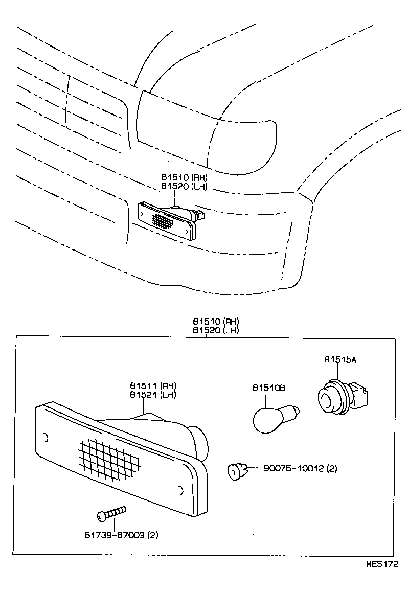 81510-89134 LAMP ASSY, FRONT TURN SIGNAL, RH product image