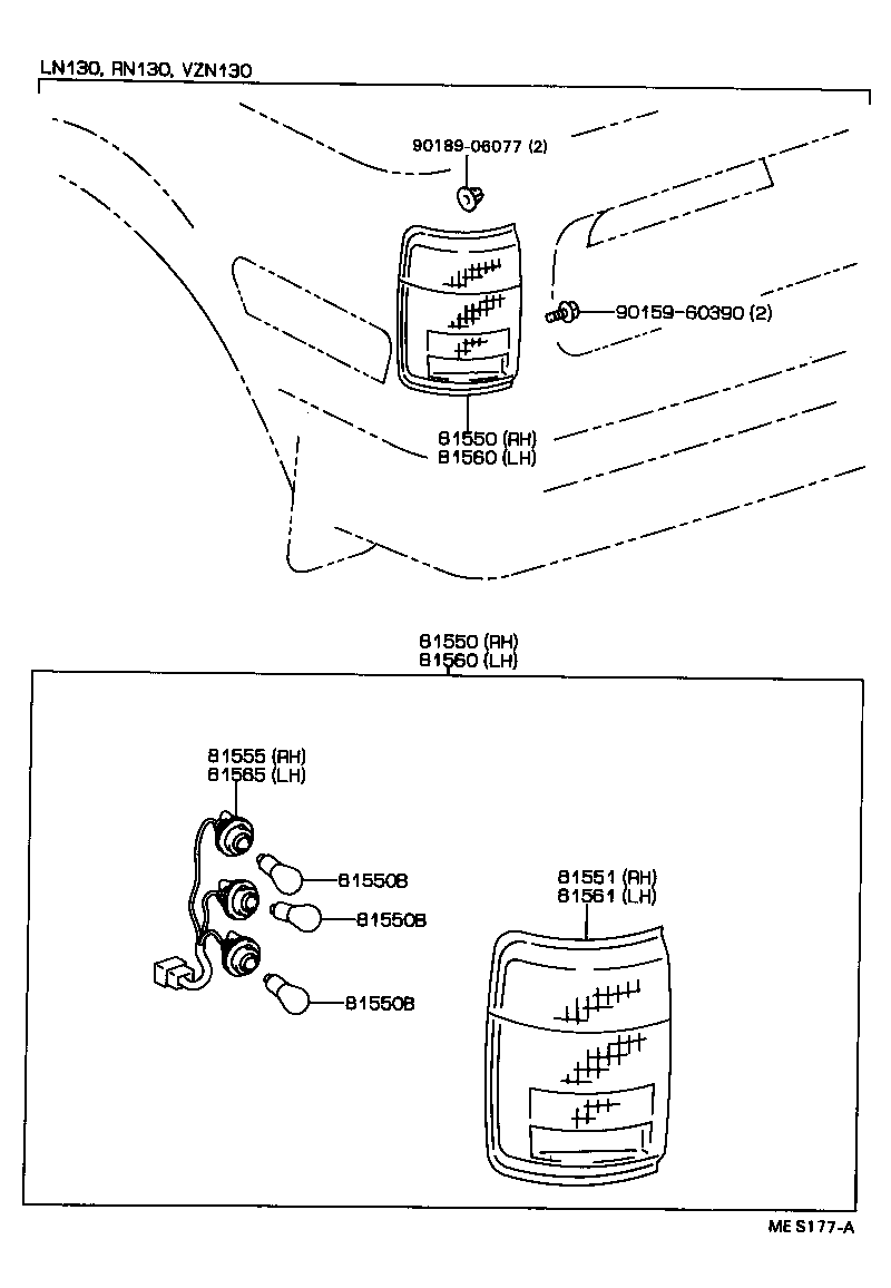Toyota 81550-89164 LAMP ASSY, REAR COMBINATION, RH