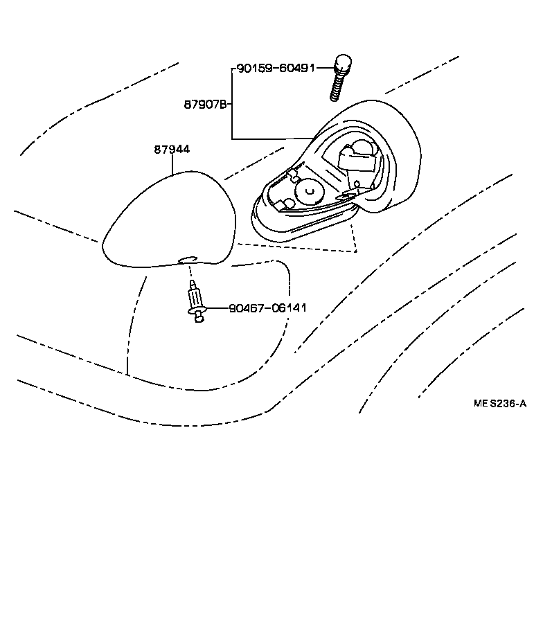 87907-35010-J2 DEVICE SUB-ASSY,FRONT FENDER SIDE VIEW,LH product image