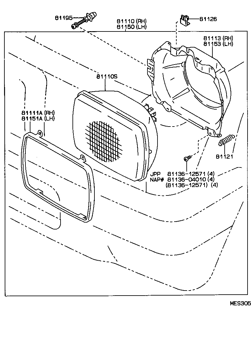 81111-04010 RING, SEALED BEAM RETAINING, NO.1 RH product image