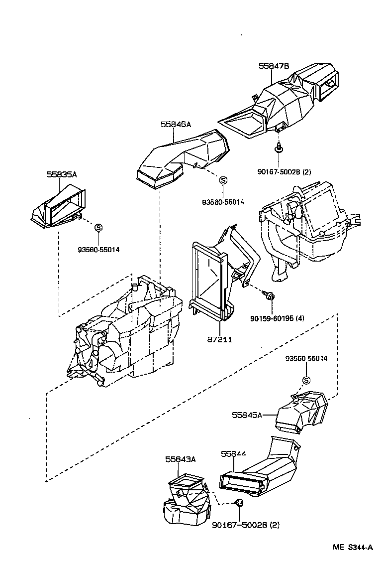 Toyota 55843-04030 DUCT, HEATER TO REGISTER, NO.1