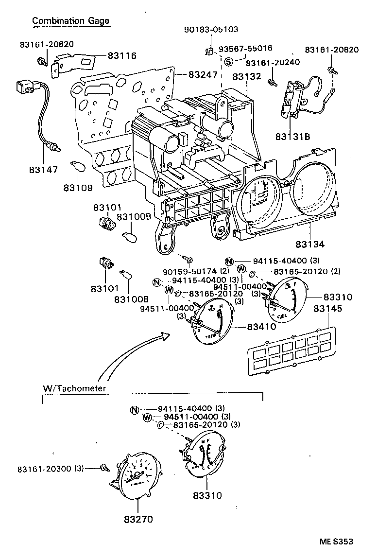 83242-37060 TACHOMETER ASSY, ENGINE product image