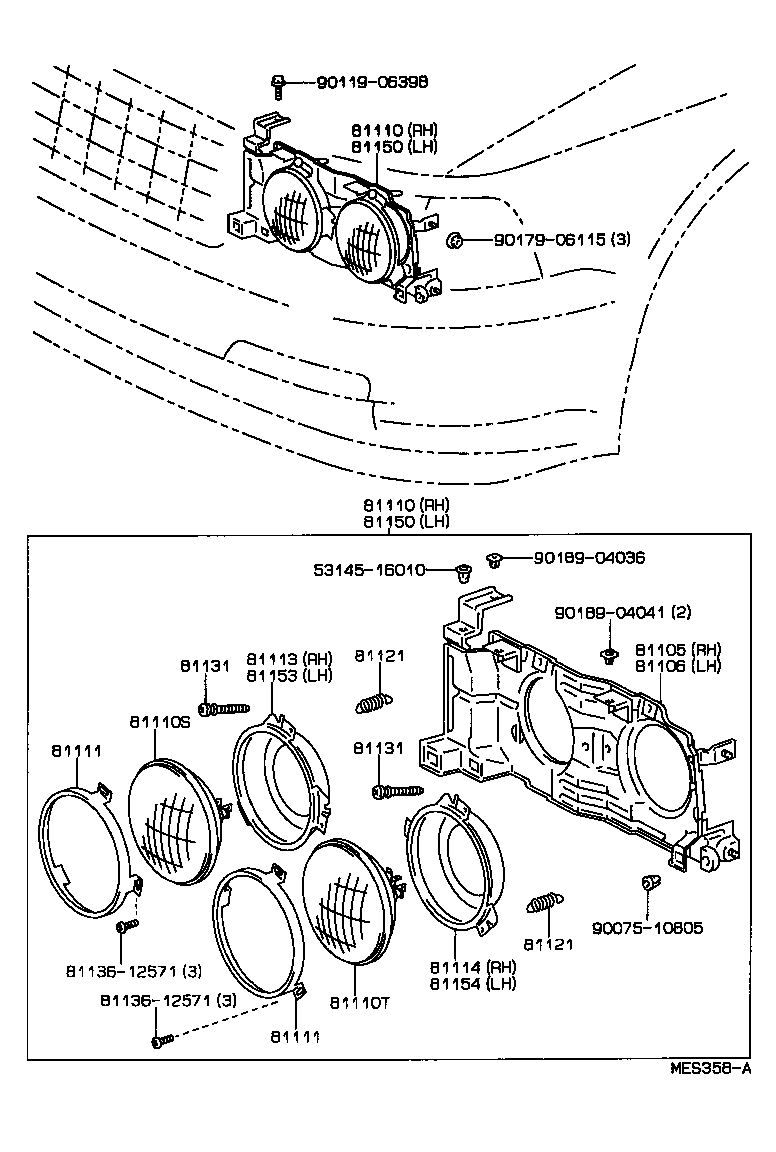 81130-31040 UNIT ASSY, HEADLAMP, RH product image