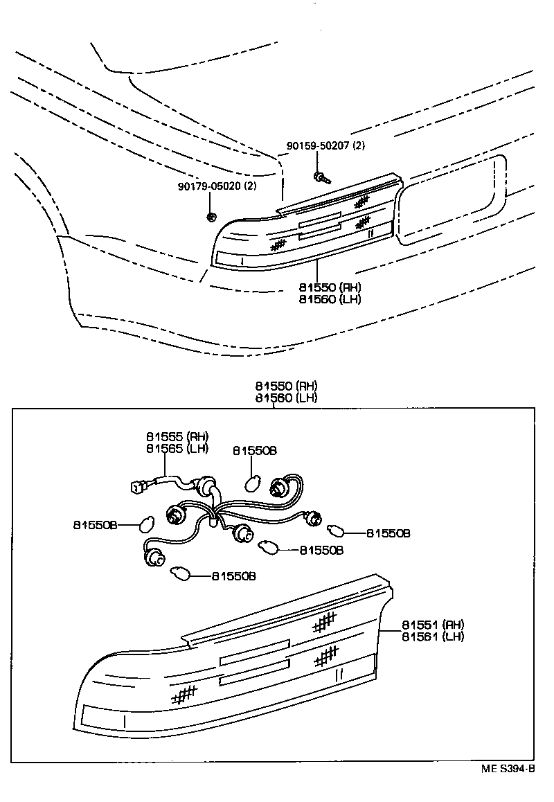 81555-30620 SOCKET & WIRE SUB-ASSY, REAR COMBINATION LAMP, RH product image