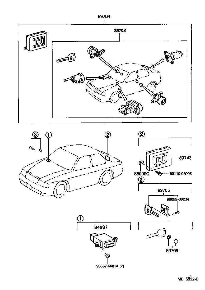 89708-30040 CYLINDER SET, WIRELESS DOOR LOCK product image
