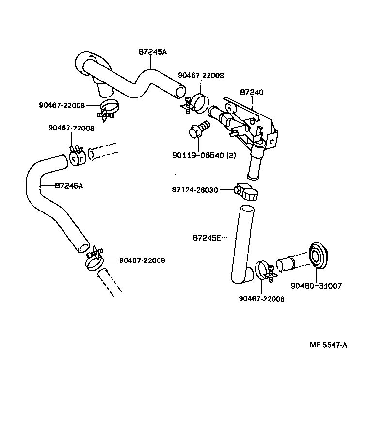 87209-30370 HOSE, HEATER WATER, OUTLET A product image