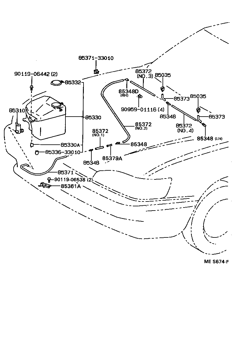 85385-33070 NOZZLE SUB-ASSY, WASHER product image