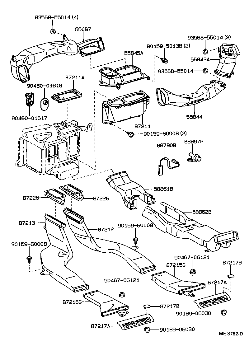 55844-30140 DUCT, HEATER TO REGISTER, NO.2 product image