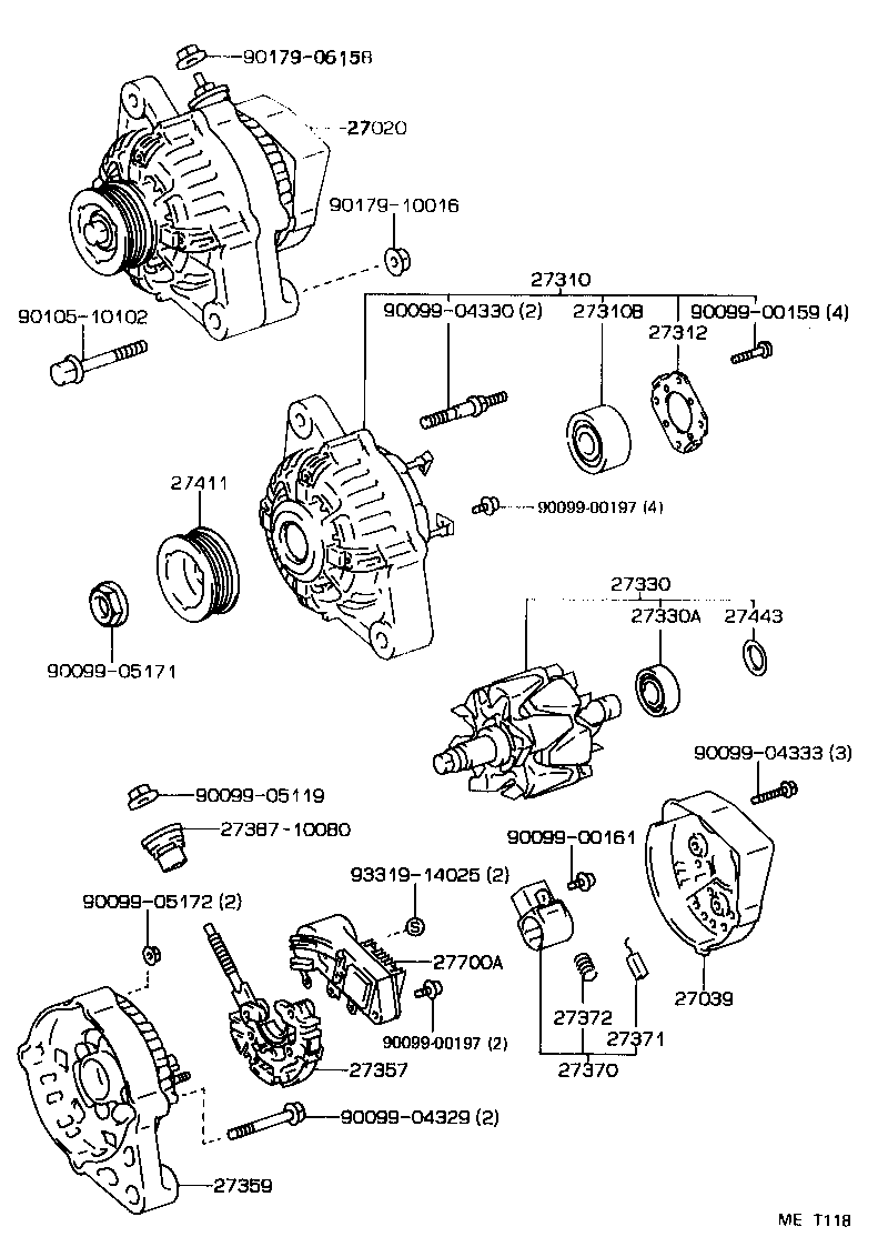 27310-55050 FRAME ASSY, DRIVE END, ALTERNATOR product image