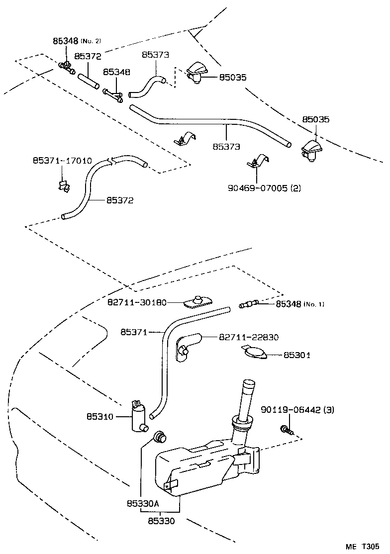 85382-17010 NOZZLE SUB-ASSY, WASHER product image