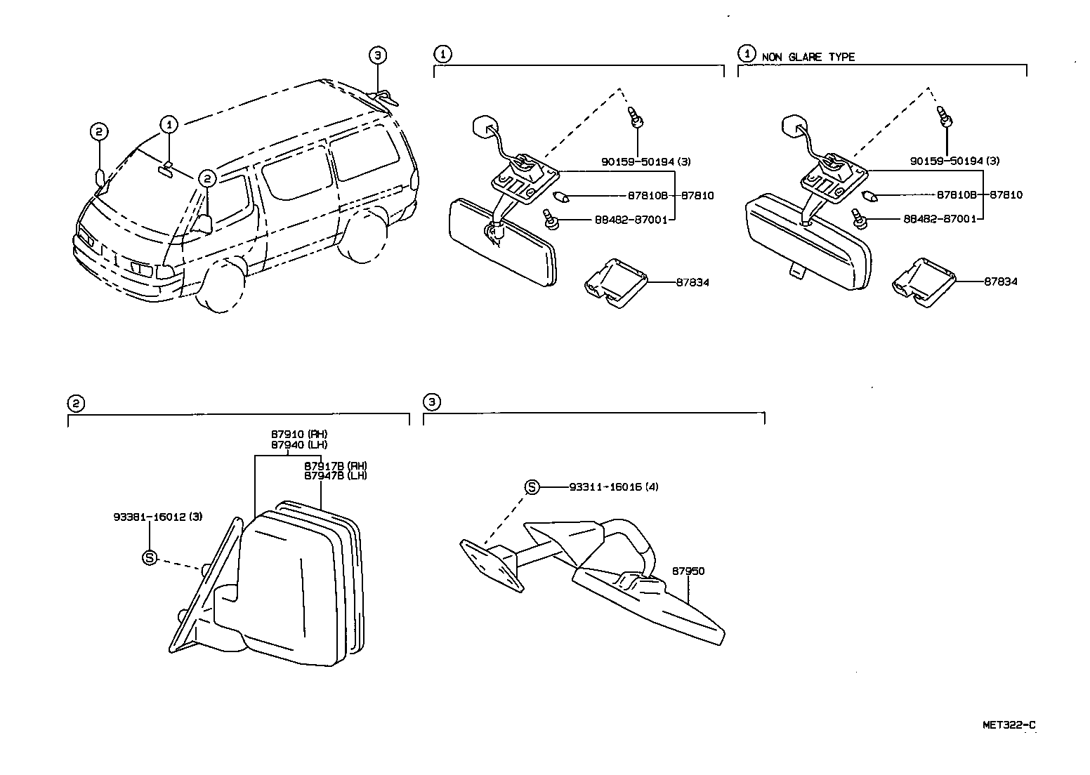 87907-87001 MIRROR SUB-ASSY, OUTER UNDER VIEW product image