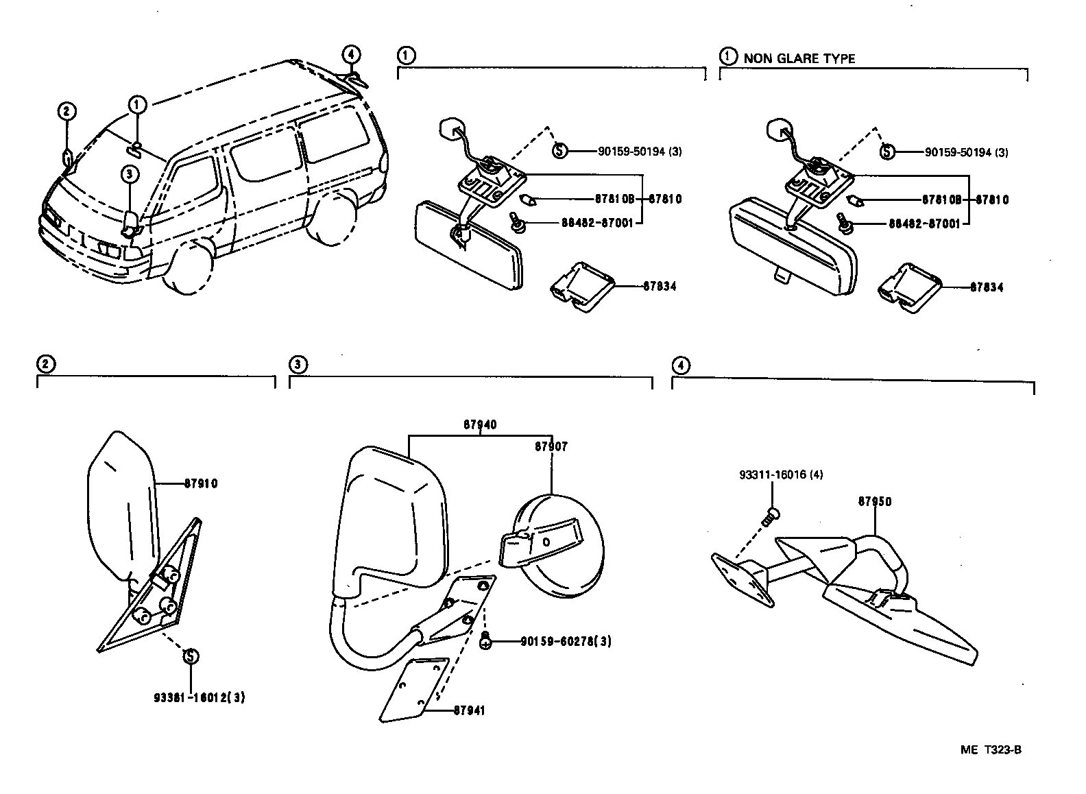 87907-87001 MIRROR SUB-ASSY, OUTER UNDER VIEW product image