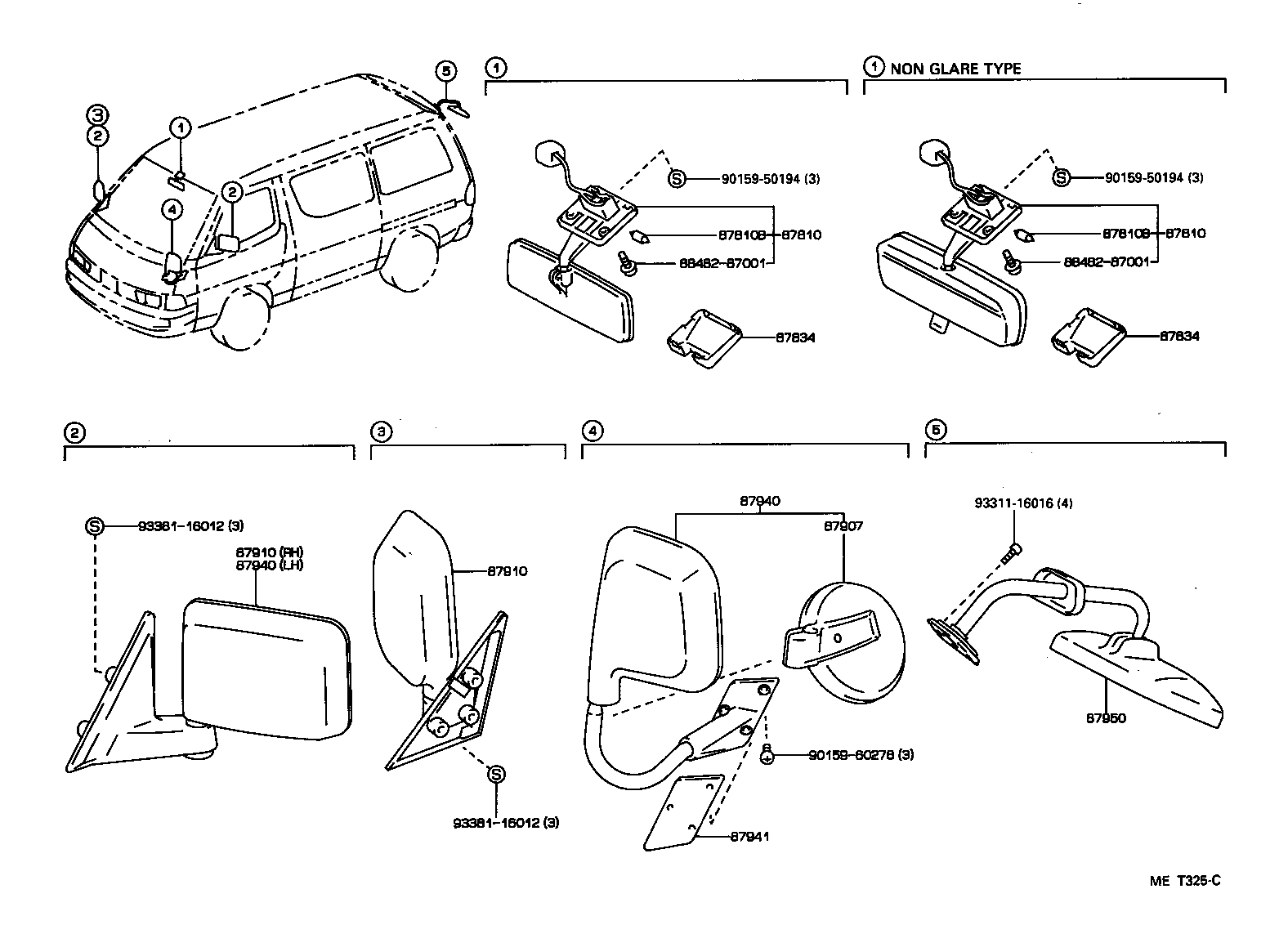87907-87001 MIRROR SUB-ASSY, OUTER UNDER VIEW product image