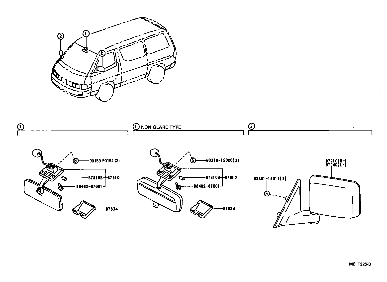 87907-87001 MIRROR SUB-ASSY, OUTER UNDER VIEW product image