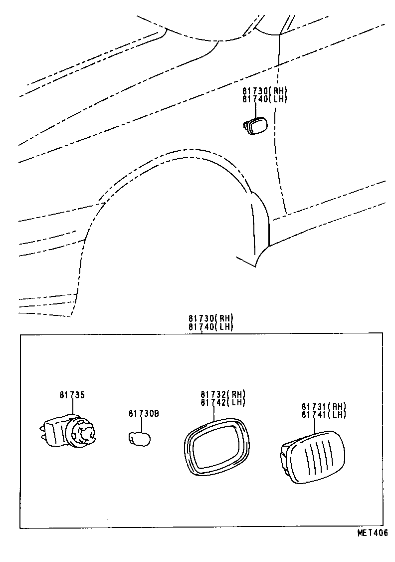 81735-05010 SOCKET AND WIRE, SIDE TURN SIGNAL LAMP product image