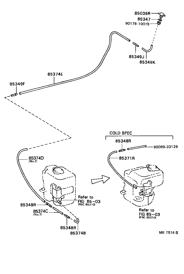 90099-59093 HOSE, REAR WASHER (FROM JOINT TO NOZZLE) product image