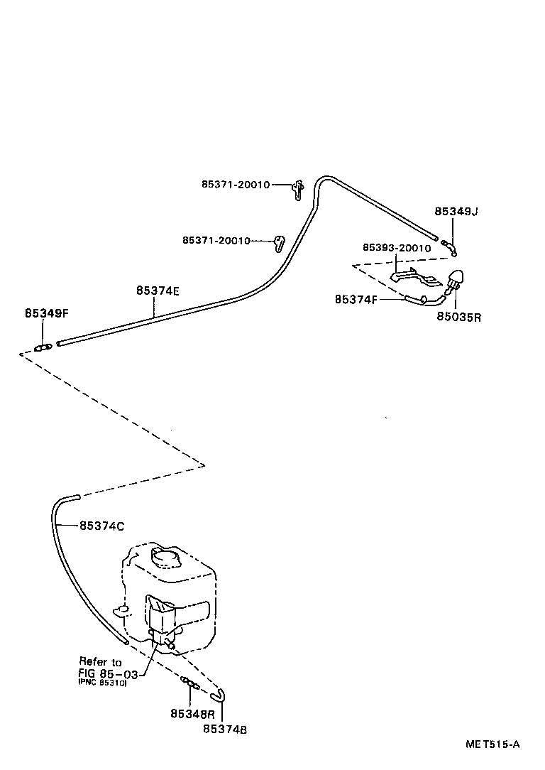 90099-59093 HOSE, REAR WASHER (FROM JOINT TO NOZZLE) product image