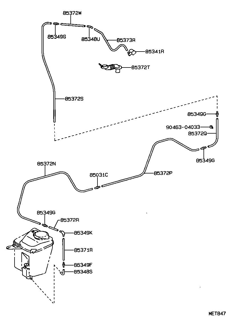 90099-33727 HOSE, REAR WASHER (FROM JOINT TO NOZZLE) product image