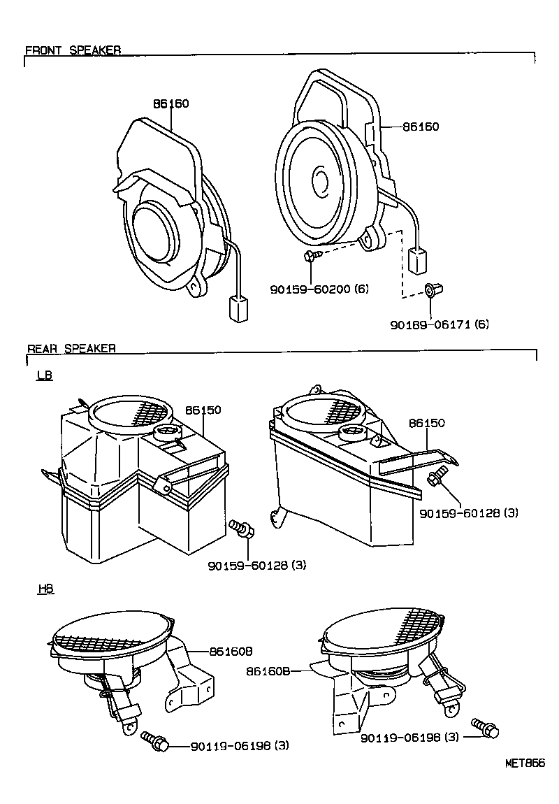 86160-12640 SPEAKER ASSY, REAR product image