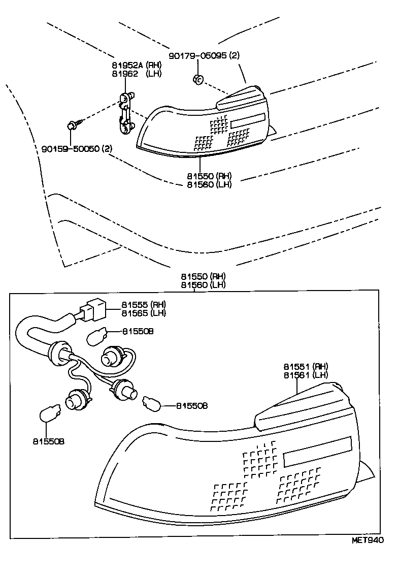 81550-32301 LAMP ASSY, REAR COMBINATION, RH product image