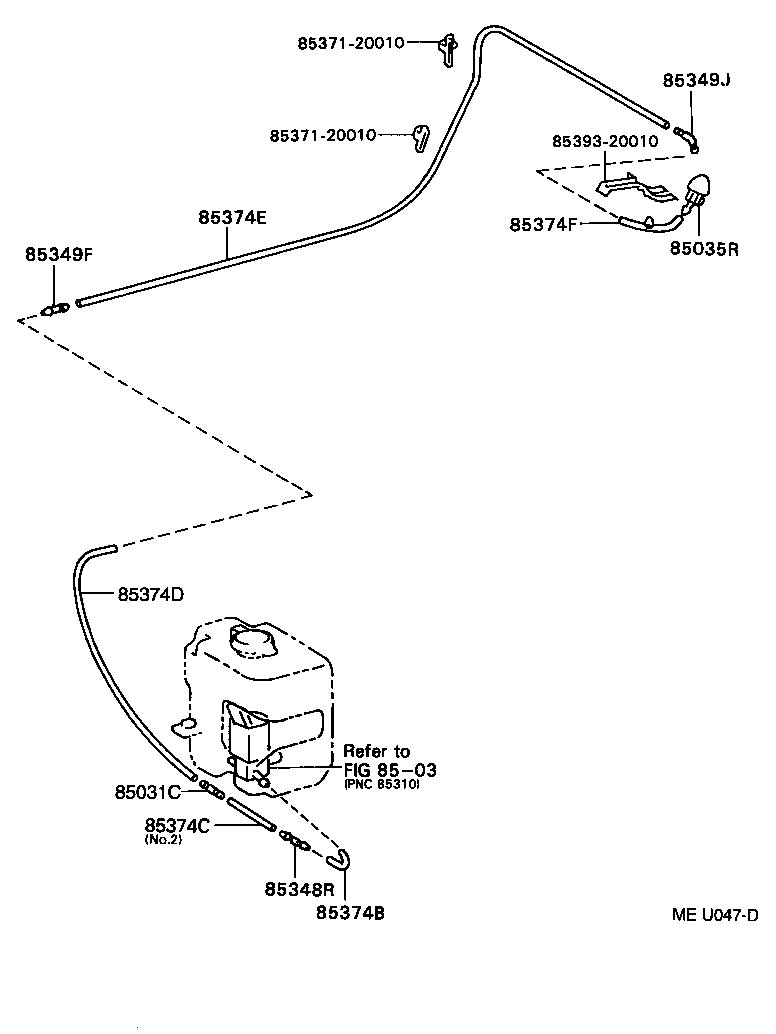 90099-33630 HOSE,WINDSHIELD WASHER (FROM JOINT TO JOINT NO.4) product image