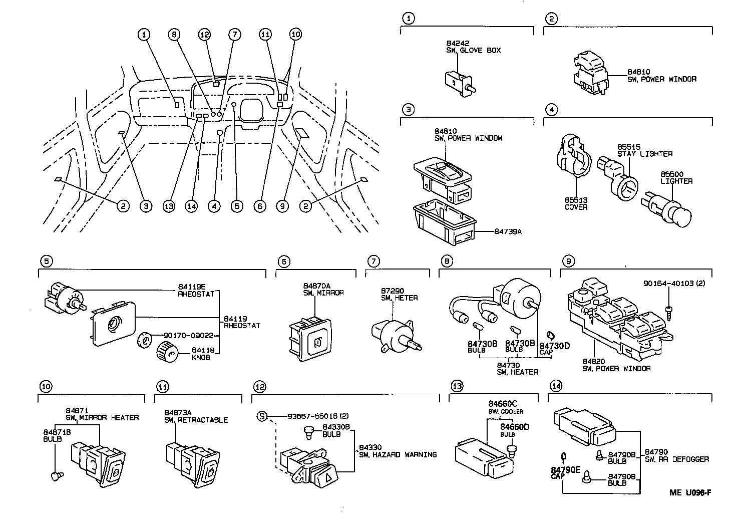 84231-AA010 SWITCH ASSY, COURTESY LAMP (FOR FRONT DOOR) product image