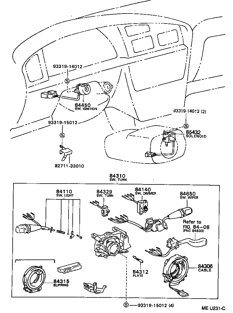 84727-06010 SWITCH, SHIFT LOCK CONTROL product image