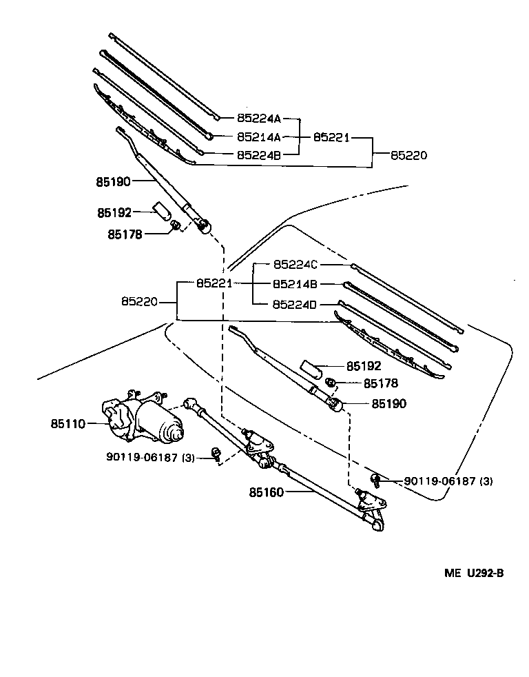 Toyota 85110-0W010 MOTOR ASSY, WINDSHIELD WIPER