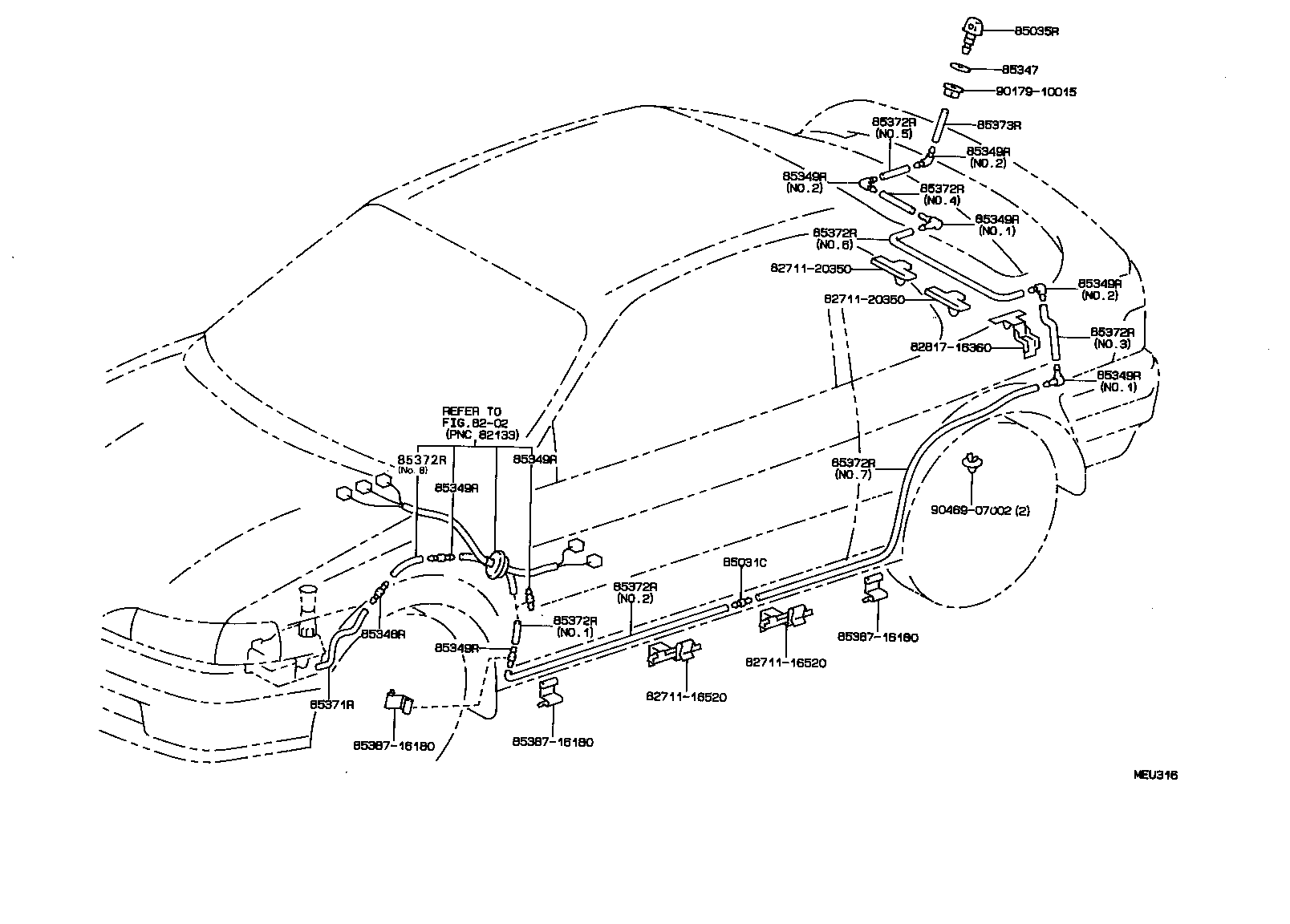 90099-59080 HOSE, REAR WASHER (FROM JOINT TO JOINT OR NOZZLE) product image