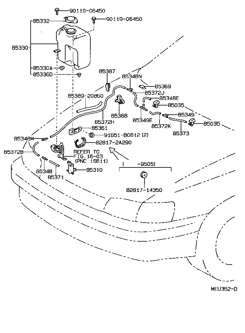 85381-20050 NOZZLE SUB-ASSY, WASHER product image