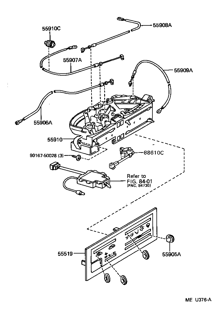 Toyota 55843-34010 DUCT, HEATER TO REGISTER, NO.1