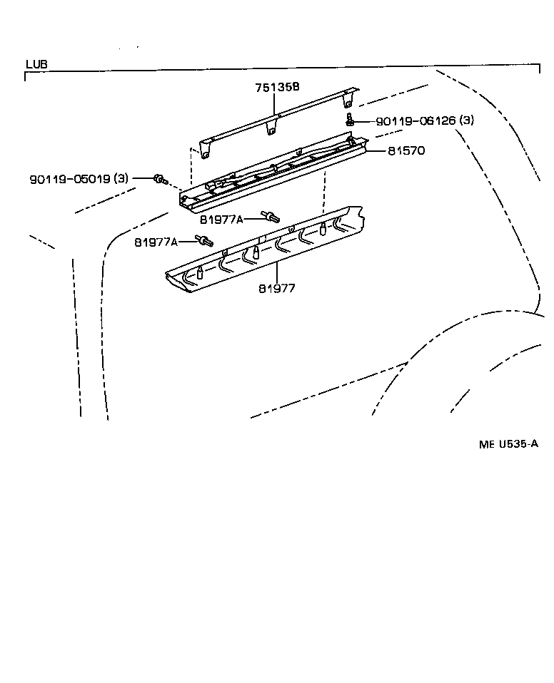 Toyota 90467-06141 CLIP (FOR CENTER STOP LAMP)