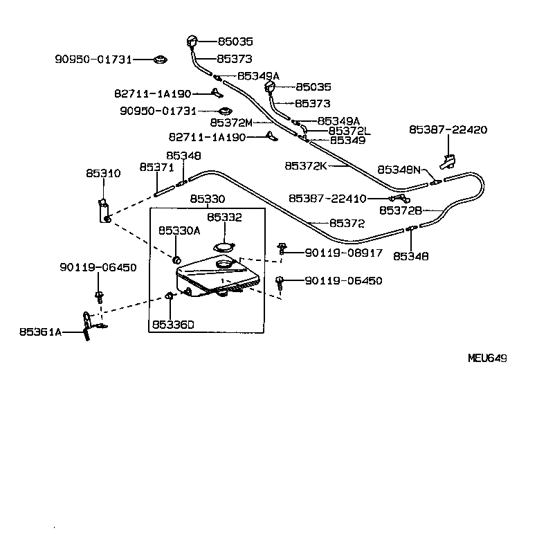 85385-22020-G2 NOZZLE SUB-ASSY, WASHER product image
